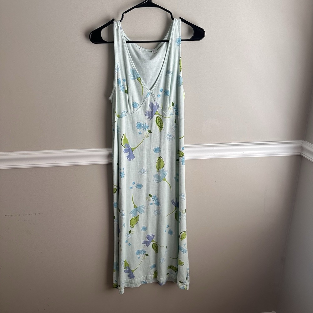 Vtg Fresh Produce Babydoll Light Blue Floral Midi Dress S Fairy Grunge Hippie
